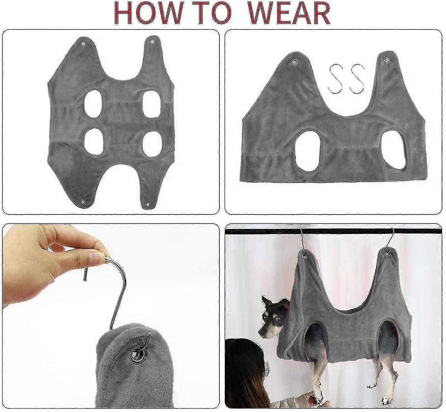 2 en 1 Animal de compagnie Chien Toilettage Ongle Coupe Hamac Aide Séchage Serviette Retenue Bag_y M