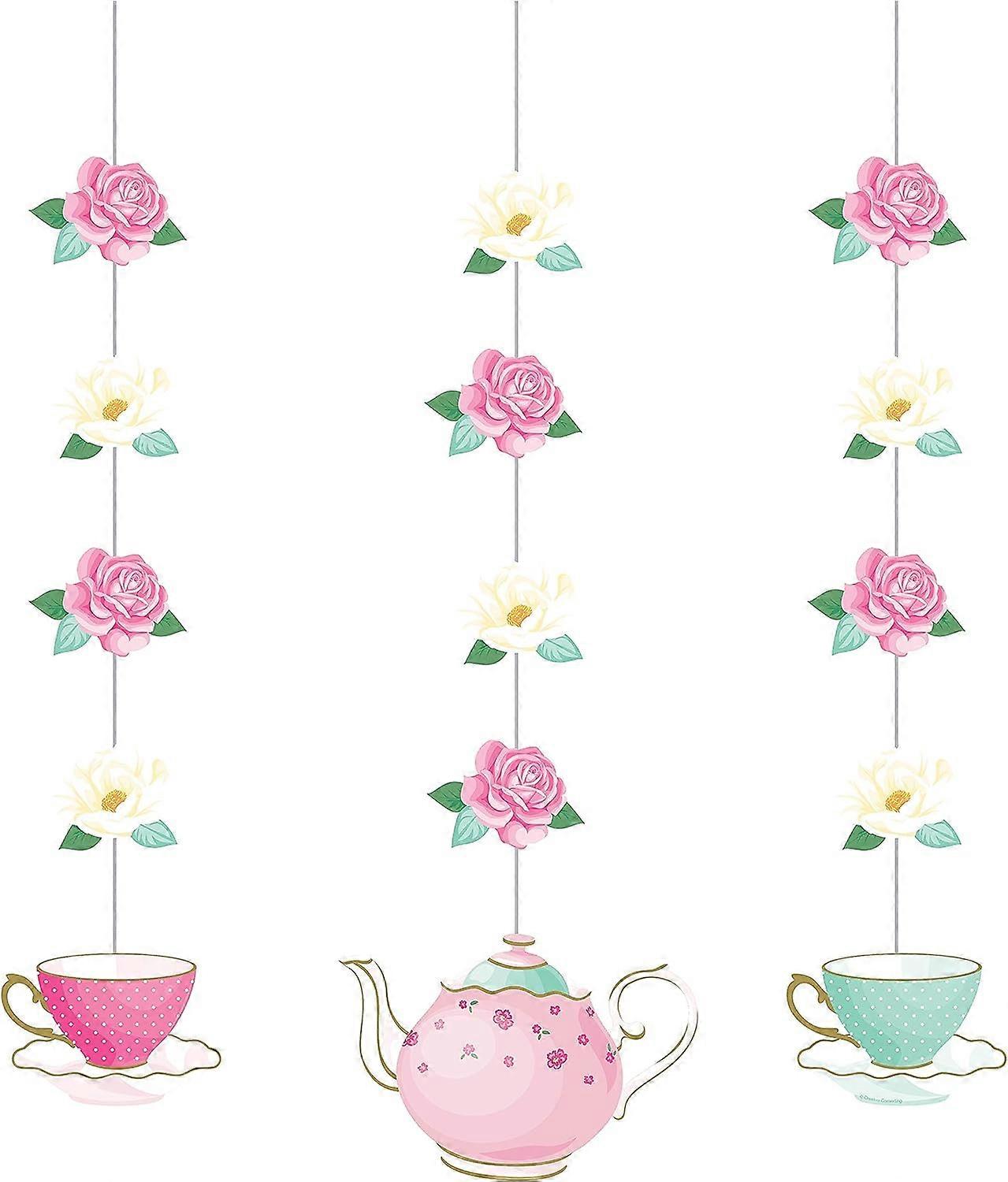 Floral Tea Party Hanging Decorations, 3 Multi Color
