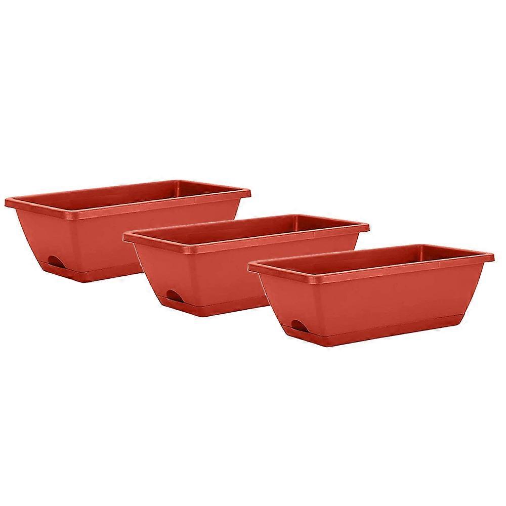 3 Pack 19.6 Inches Window Box Rectangular with Trays,Flower Pot Plant Growing Container for Patio,B