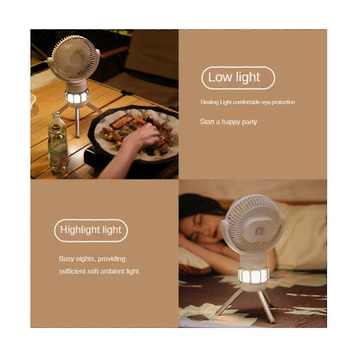 10000mah Portable Camping Fan Rechargeable Mini Fan Usb Outdoor Camping Ceiling Fan Led Light Tripo