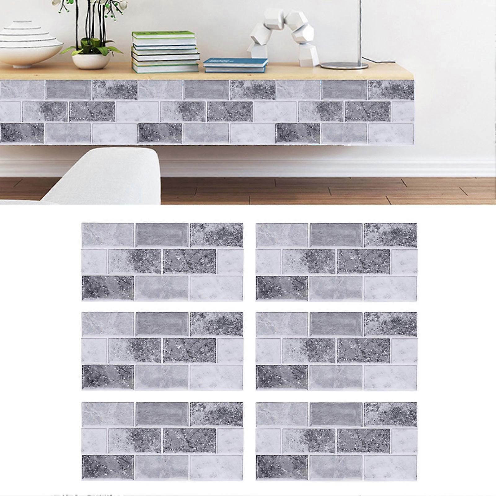 6 Sheets Tile Splashback Waterproof Oil Proof Self Adhesive Tile Stickers