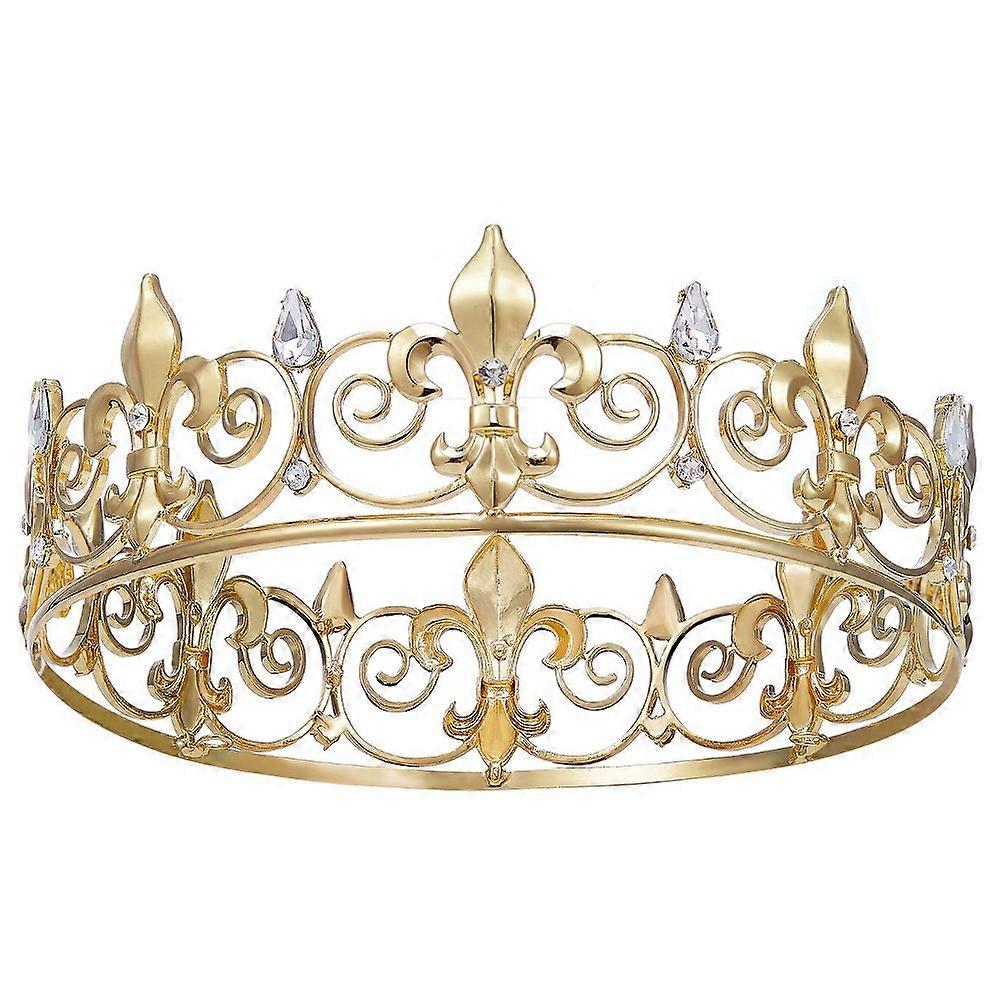 Royal King Crown for Men - Metal Prince Crowns and Tiaras, Full Round Birthday Party Hats,Medieval