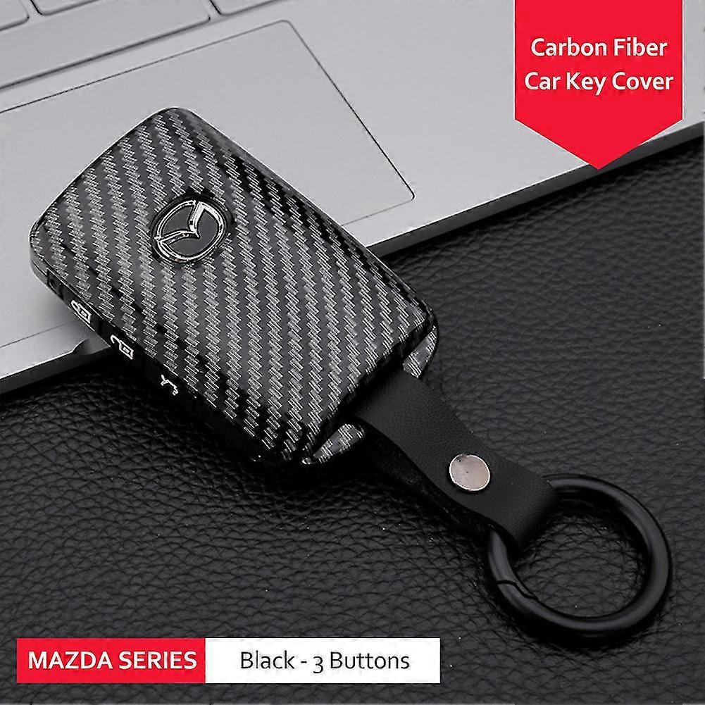Carbon Fiber Car Remote Key Case Cover Shell For Mazda 3 Alexa Cx-30 Cx30 Cx5 Cx-5 Cx8 Cx9 Cx4 20192020 Protector Holder Keyless-Yvan