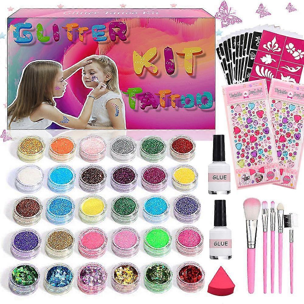 30 Colors 153 Pattern Glitter Tattoo Set Shining Flash Diamond Face