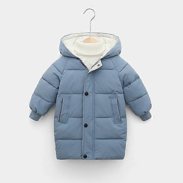 New Winter Children'S Down Padded Jacket Mid-Length Baby Jacket For Boys And Girls Solid Color Casual Hooded Jacket Cardigan