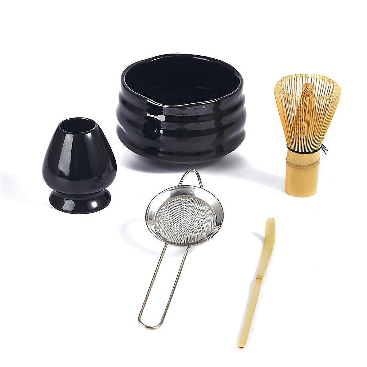 5PC Handmade Home Matcha Tea Set Tool Stand Kit Matcha Bowl Whisk Tea Scoop Tea Whisk Whisk Holder