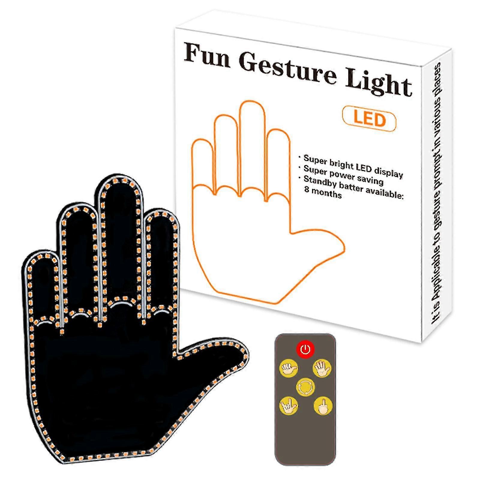 Car Fun Gesture Light Car Rear Window Finger Light with Remote Control Warning Interactive Palm