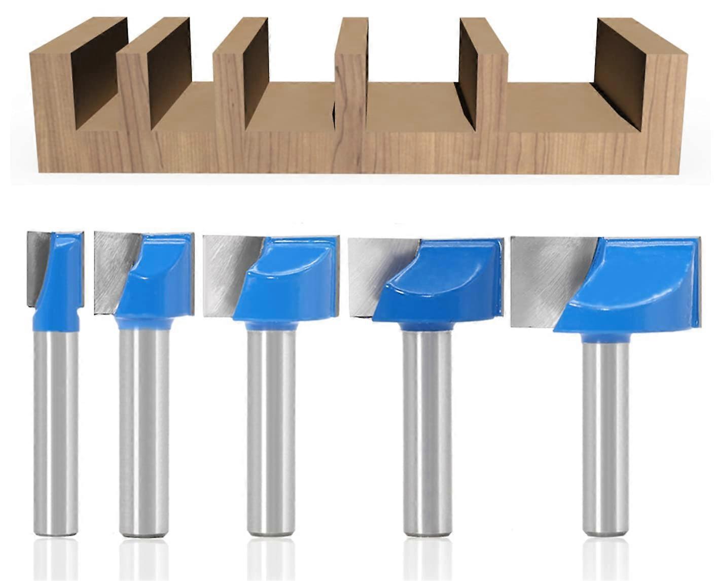 Set of 5 Straight Cutter Bits with 8mm Shank for Woodworking 10/15/20/25/30mm,2024 Ping