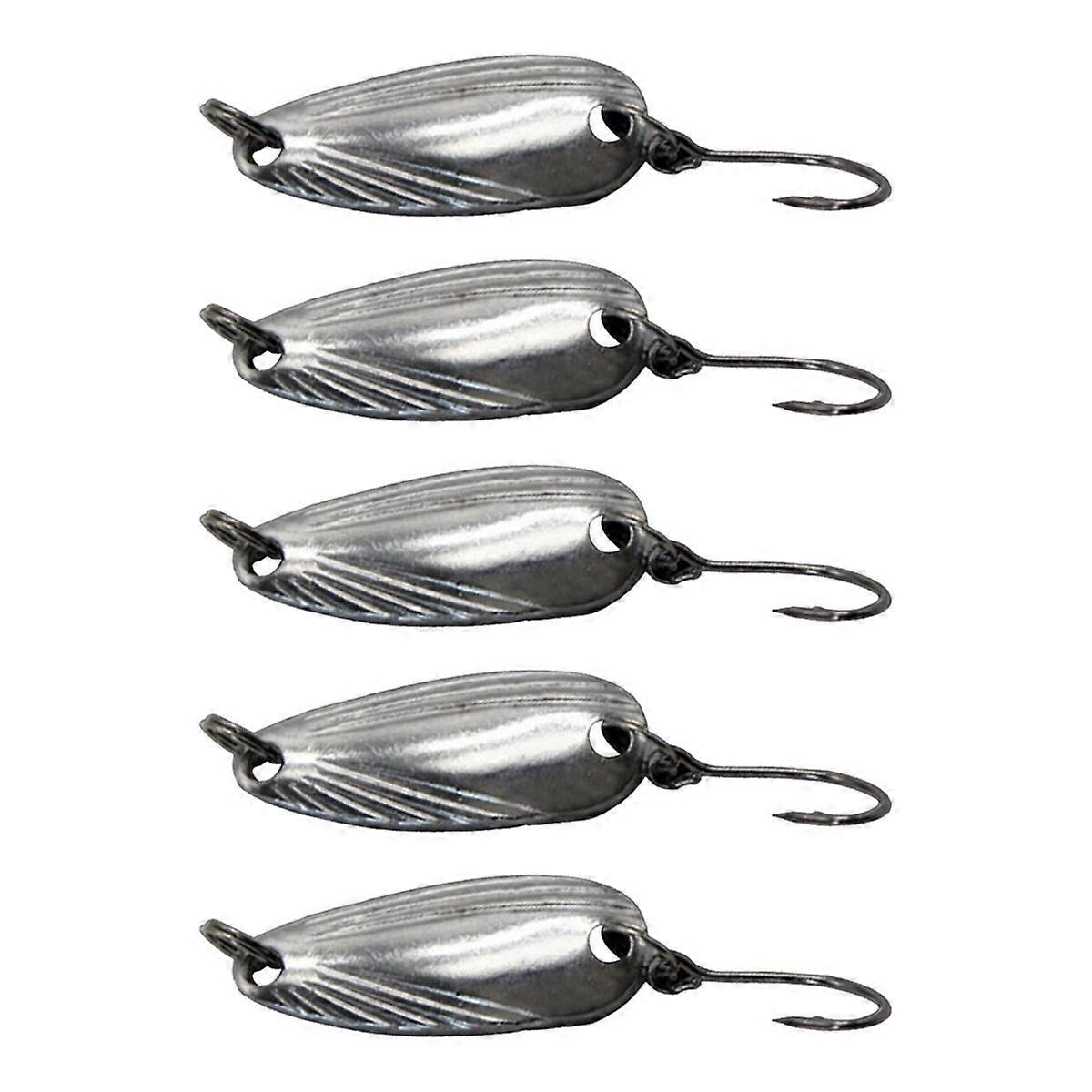 5pcs Luya Iron Fishing Lure Spoon with Shiny Sequins and Hooks Metal Simulation Bait