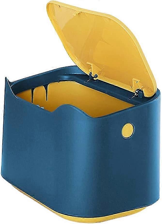 Small Table Trash Can, Mini Plastic Style Kitchen Desktop Trash Bin With Push Button Lid, Push Top Trash Can Kitchen Trash Can Rubbish Waste Dustbin D