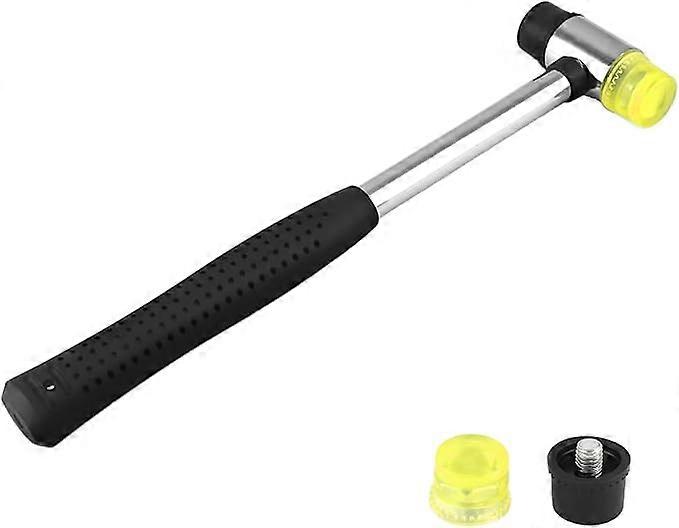 25mm Double-Sided Rubber Mallet, Upholstery Hammer, Replaceable Rubber Hammer with 2 Replacement Hammer Heads with Non-Slip Rubber Handle
