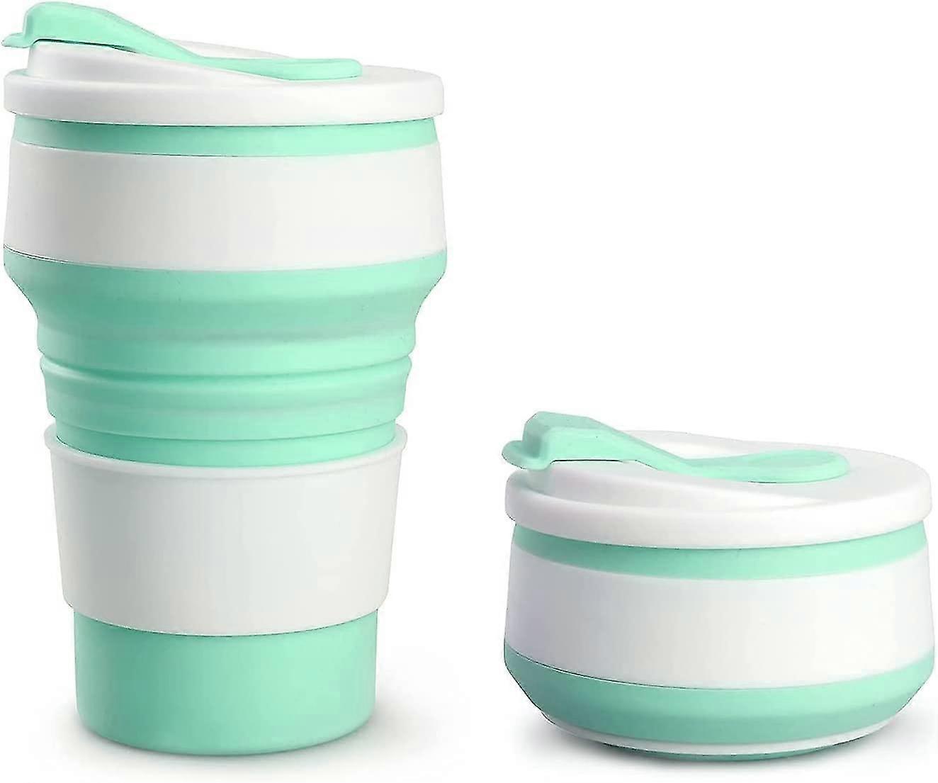 كوب سفر سيليكون قابل للطي ، كوب سيليكون 12 أوقية مع أغطية ، فنجان قهوة قابل للطي قابل لإعادة الاستخدام ، قدح تخييم مقاوم للحرق ومقاوم للتسرب في الهواء الطلق / المكتب