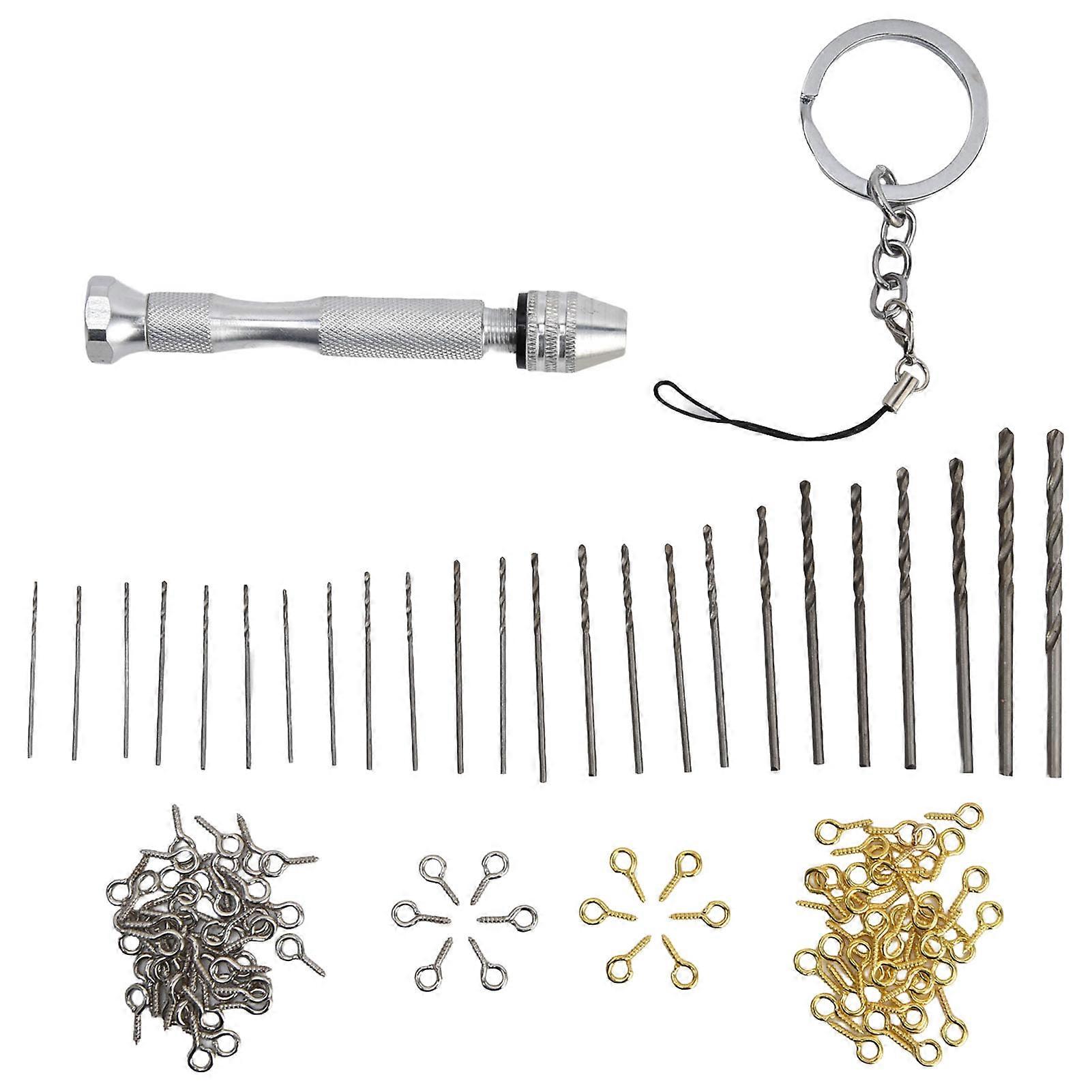 126Pcs Hand Twist Drill Home Made Key Ring Pendant Tool Set Kit for Assembly DIY