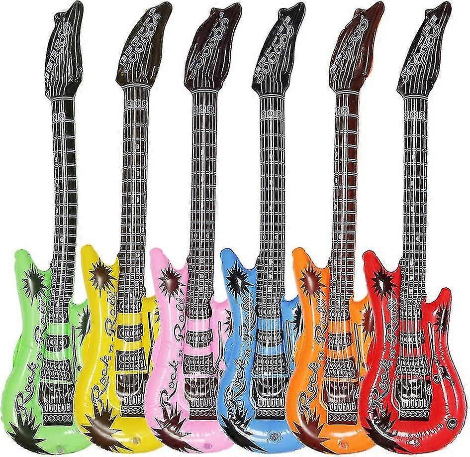 Inflatable Guitar, Waterproof Assorted Colors Party Decoration (6pack)