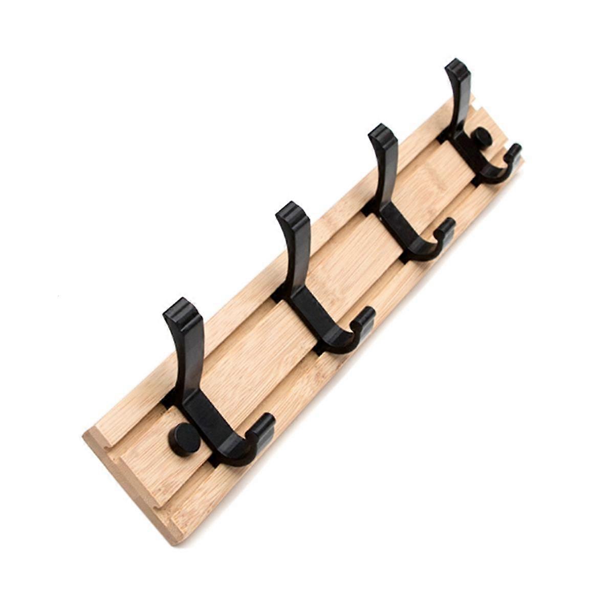 Coat Rack Wall Mount Coat Hooks - Wooden Black Coat Rack with 4 Hooks Wall Hooks for Hanging Coat H