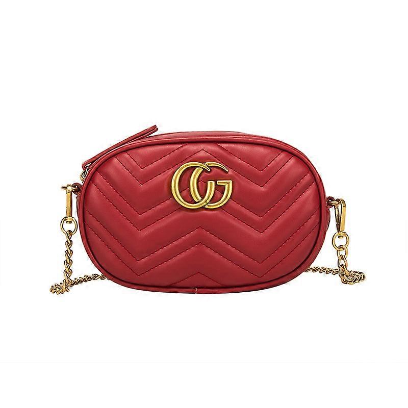 Chain Camera Nude  Crossbody Bag Authentic RED