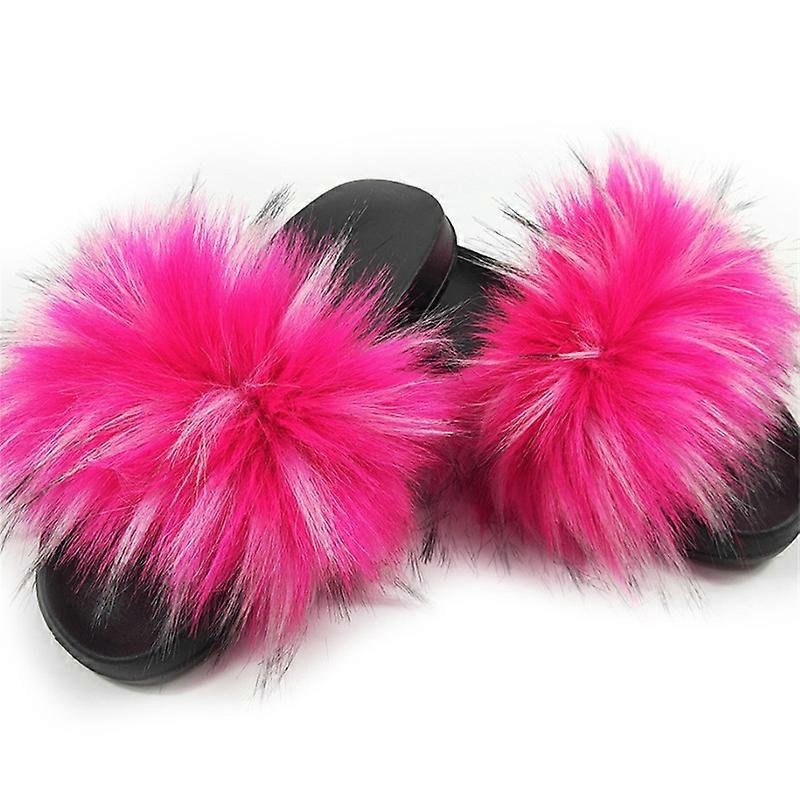EVAGO Kvinnors Lurviga Slides Faux Fur Slides Fuzzy Tofflor Fluffiga Sandaler Utomhus Inomhus