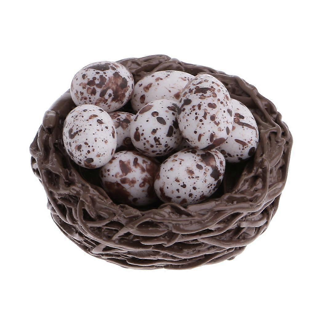 Miniature Quail's Nest with 10 Small Eggs Dollhouse Miniatures 1/12 Scale