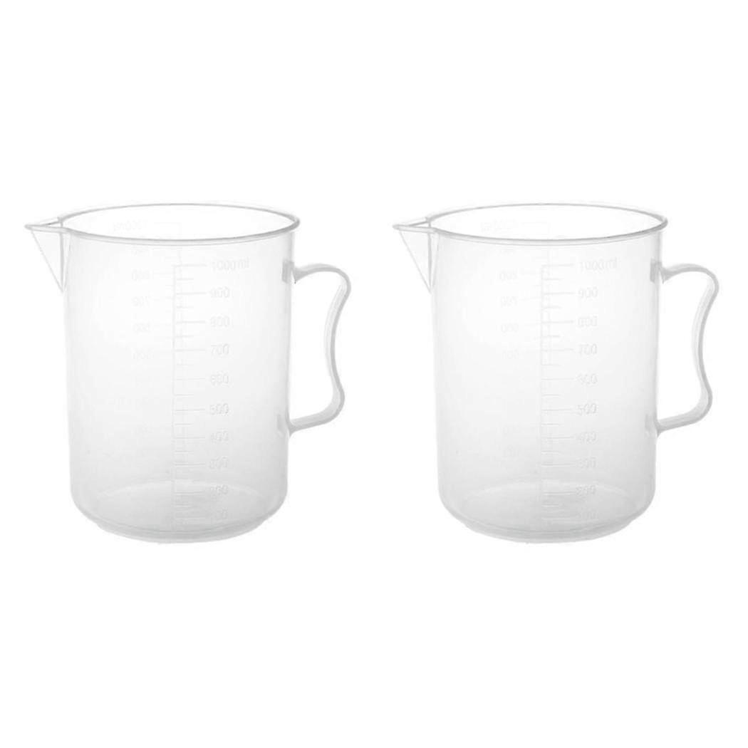 2x 1000ml Transparent Graduated Beaker With Handle