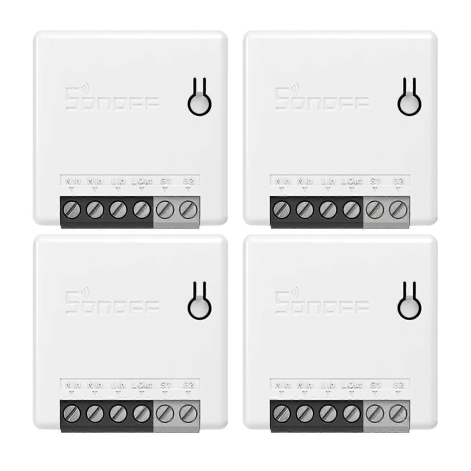 4pcs Minir2 Itead Diy 2-way Wifi Smart Switch Small Body Light Switch Timer Support Spdt/rocker Remote Control Via Ewelink App Support Alexa Google As