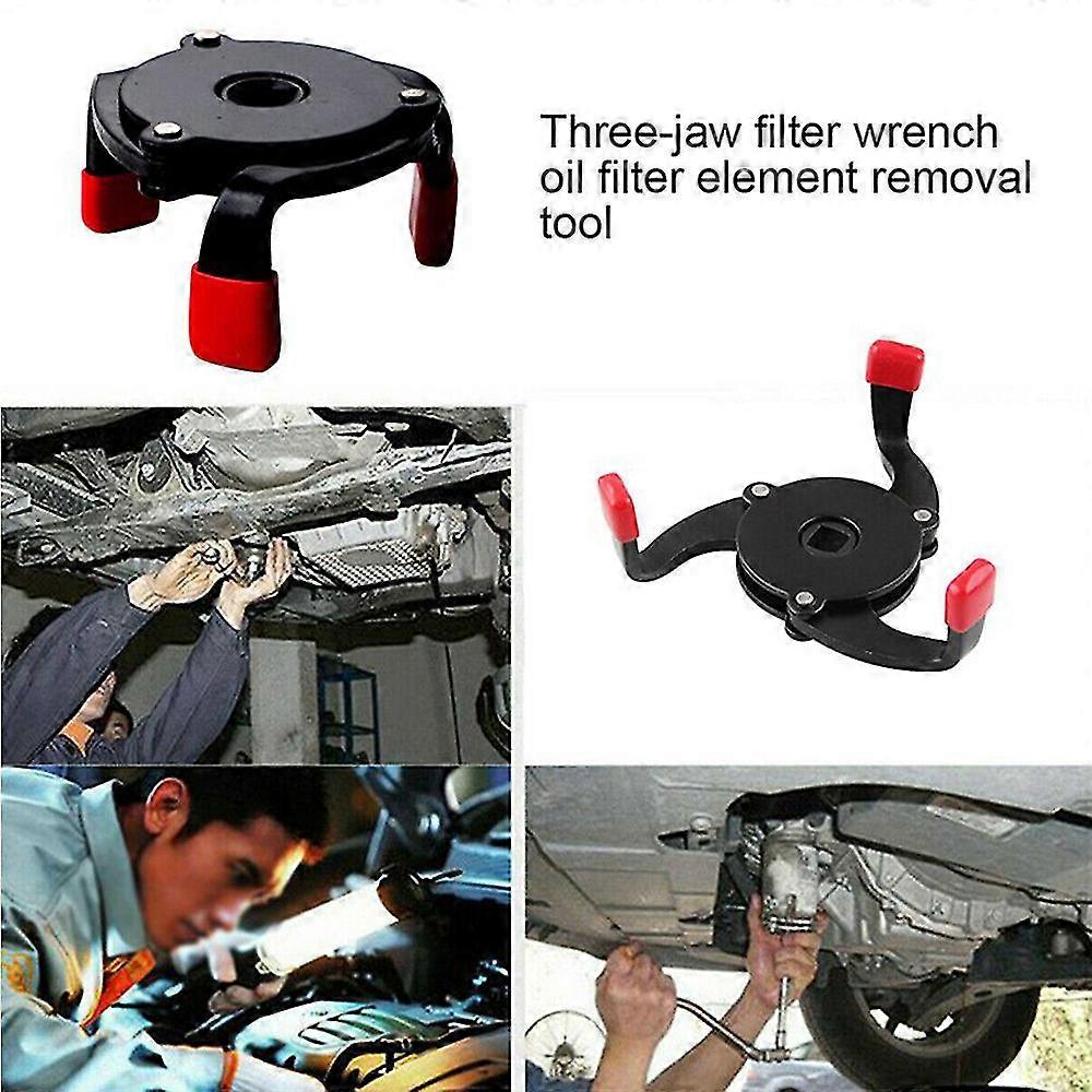 3-Jaw Adjustable Oil Filter Wrench – Universal Non-Slip Removal Tool, High Carbon Steel