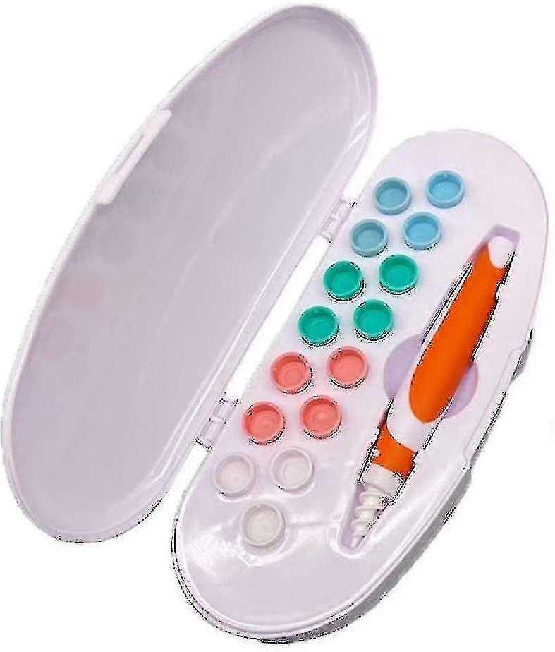 With 16 Replacement Cleaning Spiral Head With Ear Brush, Orange White Plastic Box