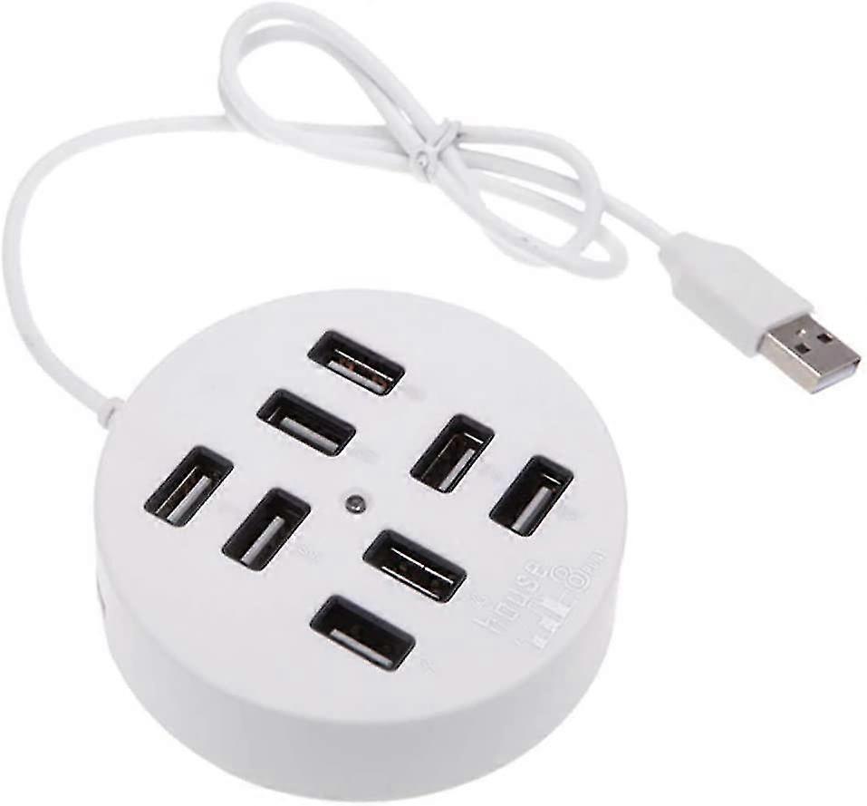 8-Port USB 2.0 Hub, runder Multi-Port Splitter mit LED, Datenübertragung & Aufladung