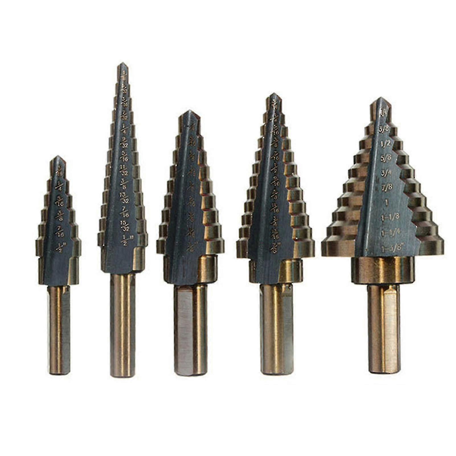 5pcs Hss Cobalt Multiple Hole Metal High-speed Steel Step Drill Set With Case_Apr