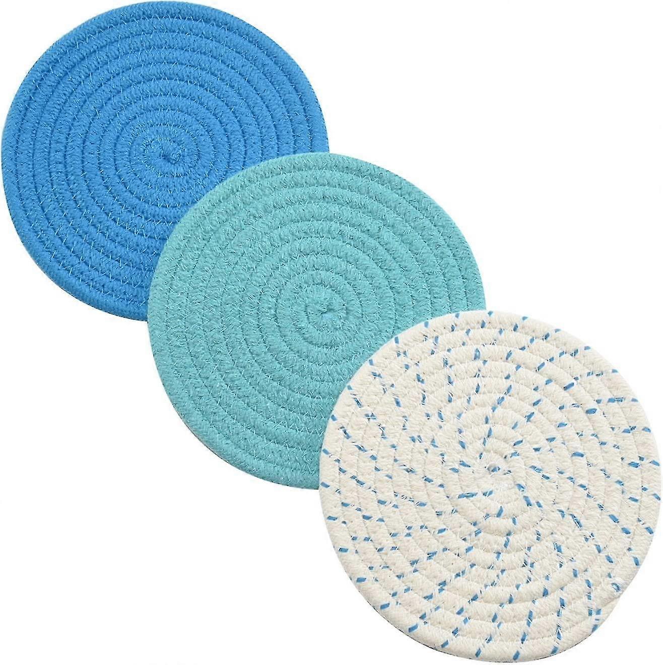 Kitchen Pot Holders Set Trivets Set 100% Pure Cotton Thread Weave Hot Pot Holders Set (Set of 3) Sty