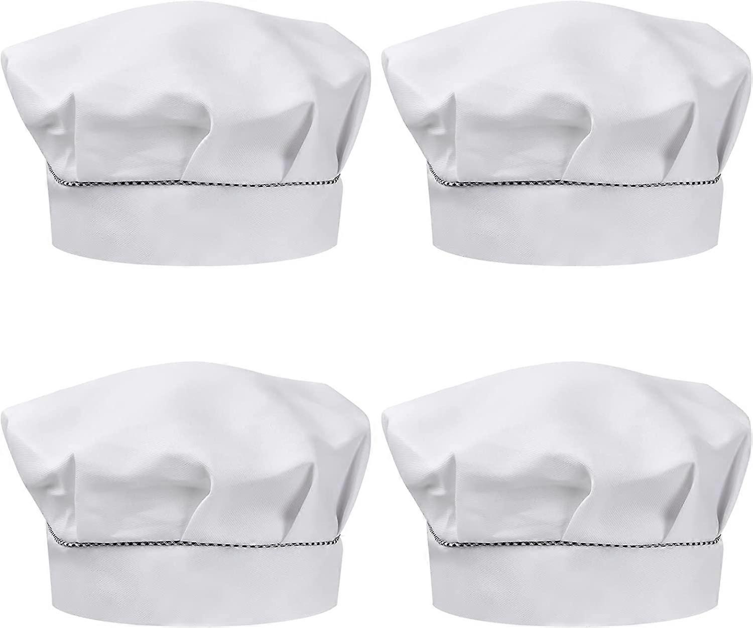 4 Pcs Child Chef Hats 3-13 Years Old, Adjustable Cooking Hat Boy Girl, Breathable Polycotton Chef Toque, Toddler Kitchen Chef Cap for Home Cooking (Wh