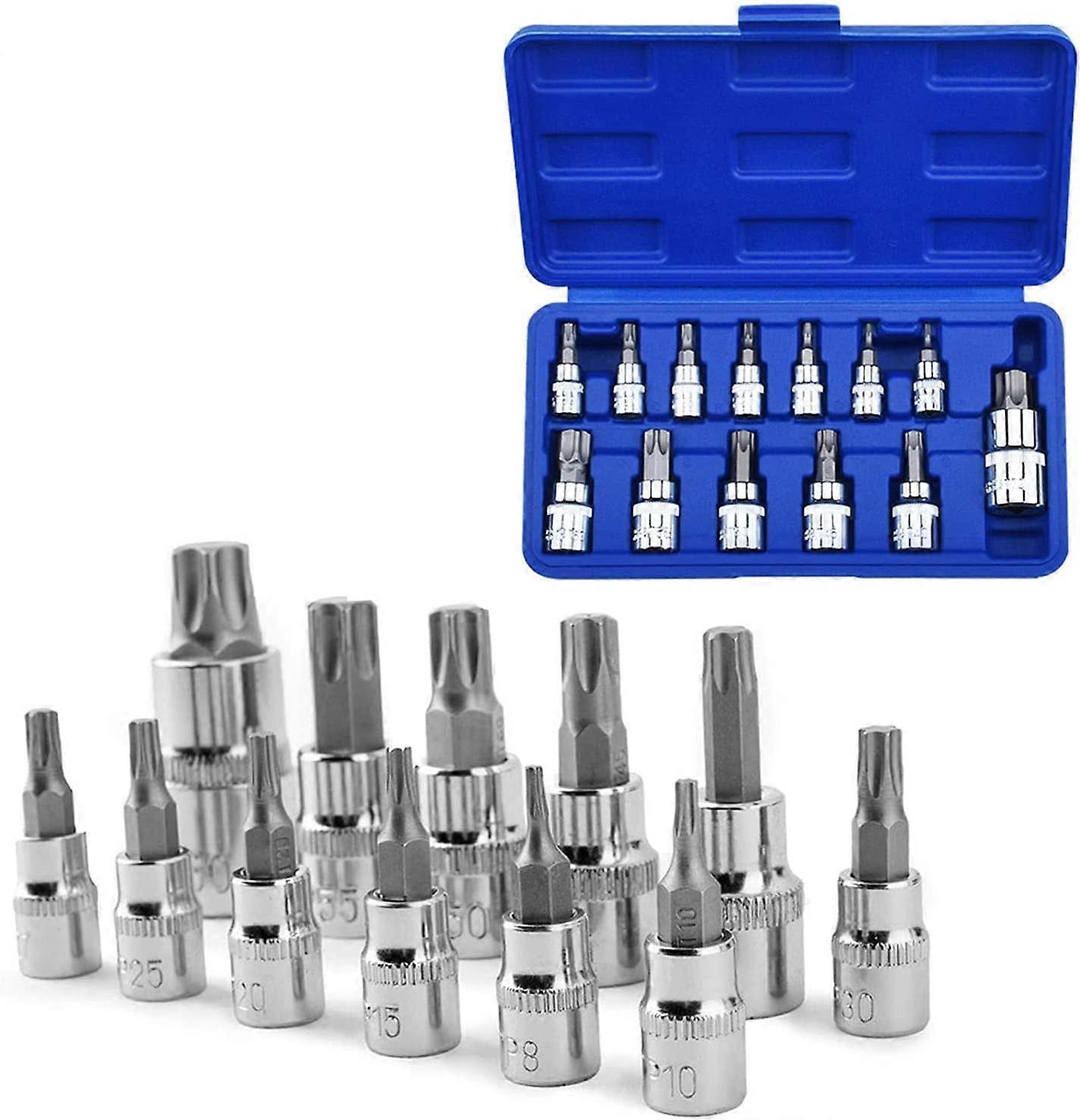 13pcs Torx Socket Wrench Set Socket Shank Tool Screwdriver Bit Set for Home Maintenance