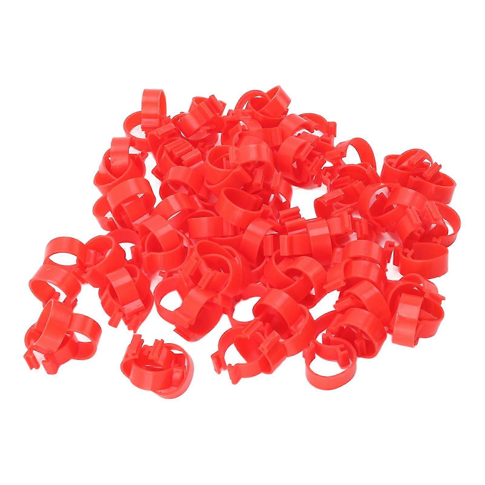 100pcs Red Plastic Poultry Leg Bands - 25mm1in Rings for Chicken Duck and Goose Identification