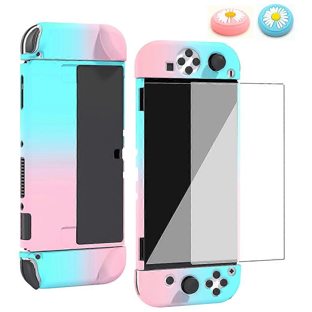 for Nintendo Switch OLED Hard Shell Cover Case  Controller Game Accessories 2 Thumb Grip Cap and Screen Protector Glass