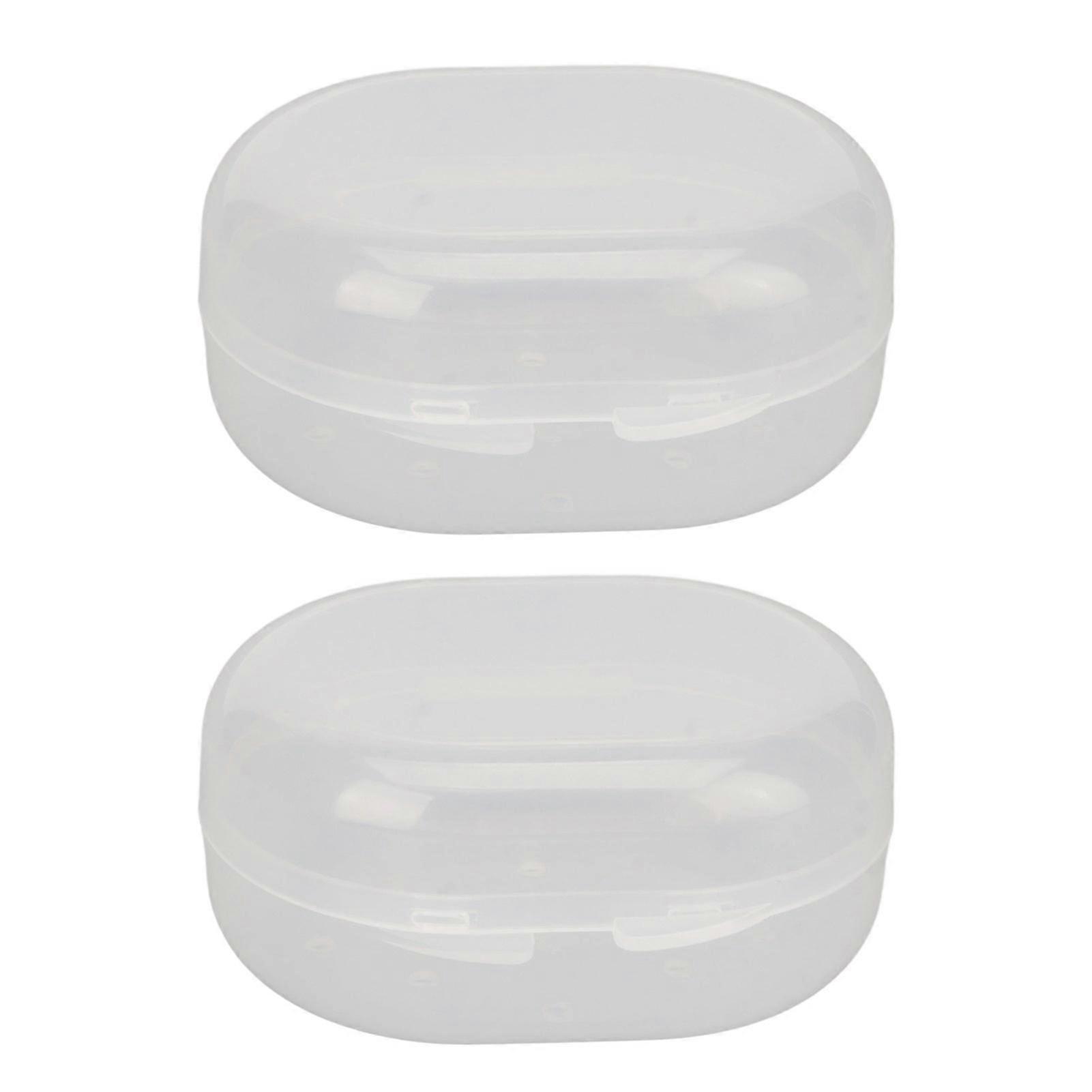 Swimming Earplug Storage Box with Buckle Closure Breathable Holes - Portable Carry Case for 2pcs - Clear Transparent Design