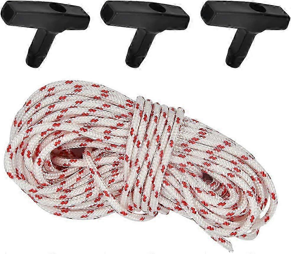 4x Lawnmower Starter Cord Rope 10M 3.0mm Pull Cord With Starter Handle Lawnmower Starter Cord Rope 4x Set 10M 3.0mm Pull Cord with Starter Handle
