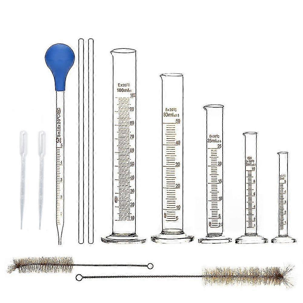 Graduated Cylinder Set,borosilicate Glass Measuring Cylinders In With Pipettes/stirring Rods/clean