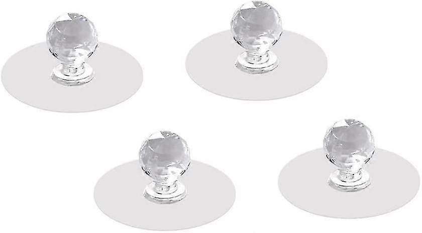 Self Adhesive Knobs Acrylic Round Door Knobs Pull Handle For Cabinet Wardrobe Drawer Cupboard (transparent 4pcs