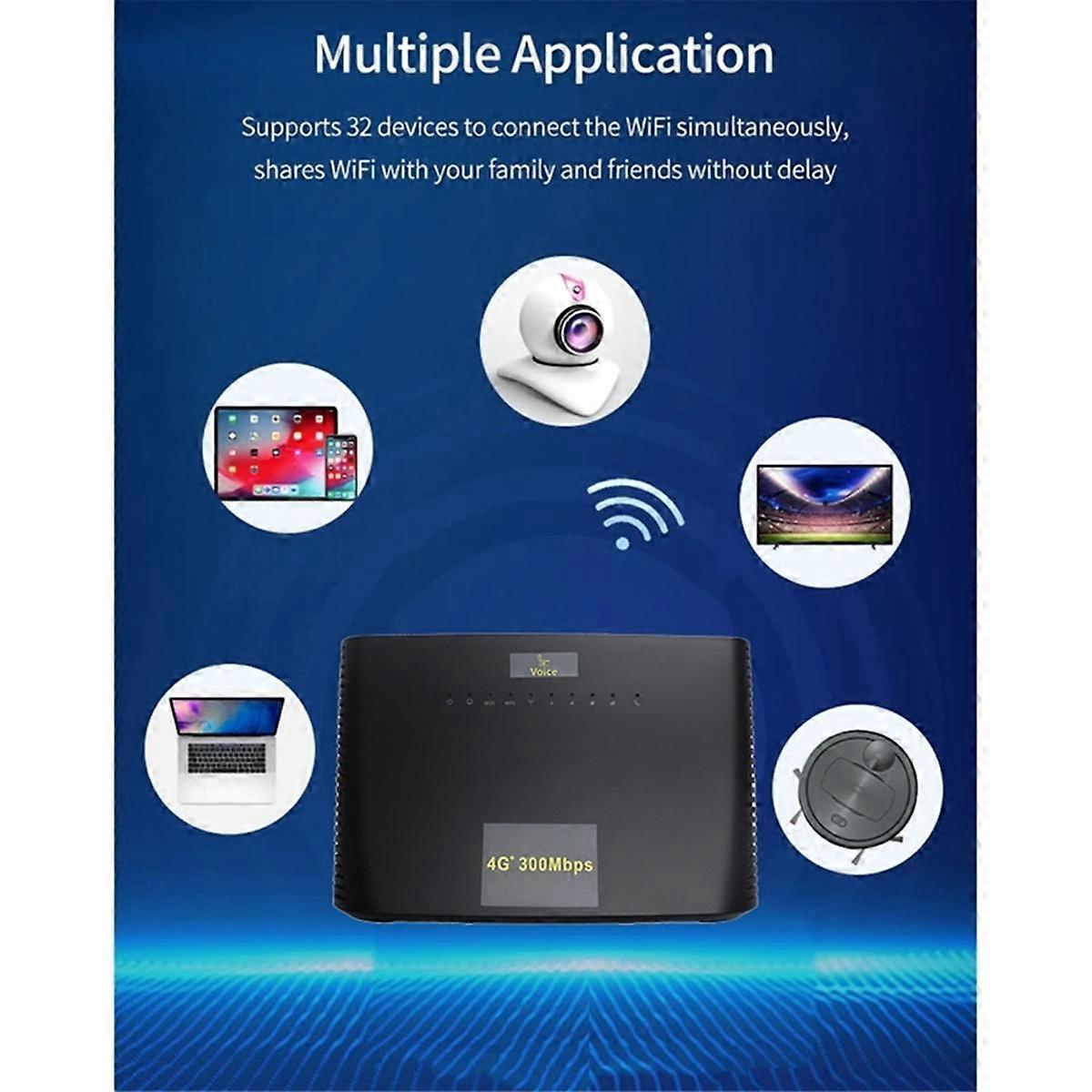 H305 4G LTE CAT4 Router 300Mbps mit SIM Karte Slot + Voice Phone Port + 4XRJ45 Netzwerk Port Wifi Router Hotspot EU Stecker