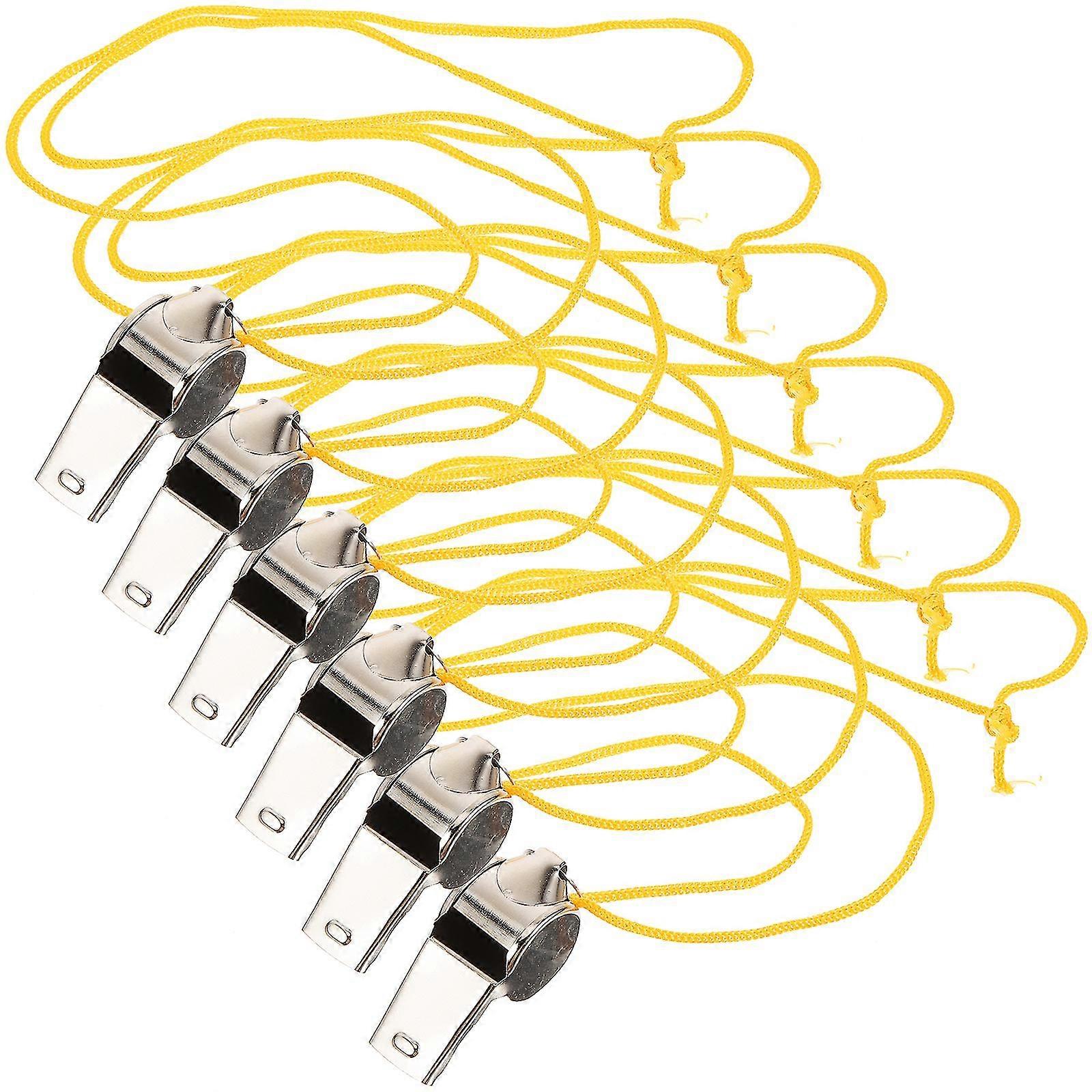 12pcs Sifflets en acier inoxydable avec cordons Sifflets d’arbitre portables Sifflets en métal