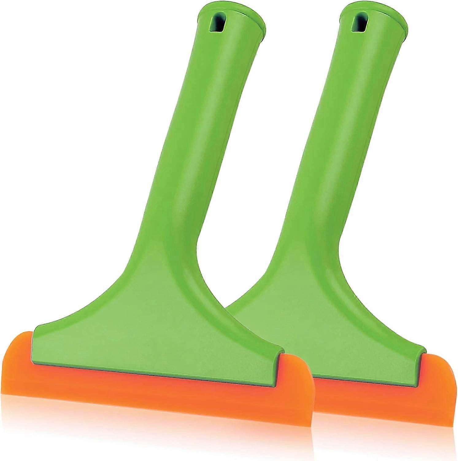 Universal Car Window Scraper Shower Glass Door Scraper, Super Soft Silicone Window Cleaning Small Scraper Car Windshield Scraper 2 Pieces (Green)