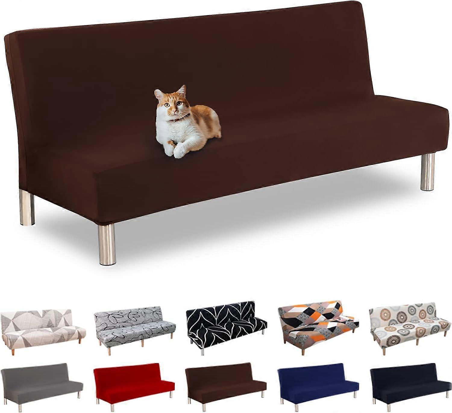 Sofa Cover Without Armrest 3 Seater Universal Stretch Clic Clac Sofa Cover Washable Sofa Cover for Sofa Bed Adjustable Slipcover for Couch,Coffee