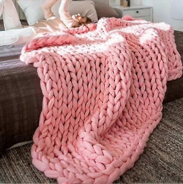 Large Chunky Knitted Thick Blanket, Yarn Woolen Throw Sofa Blanket