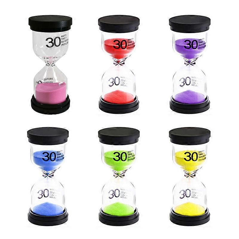 6Pcs/Set 1/3/5/10/15/60Mins Innovative Hourglass Decorative Glass Portable Mix Color Multifunctional Sand Timer Clock for Daily Use JIKAIX