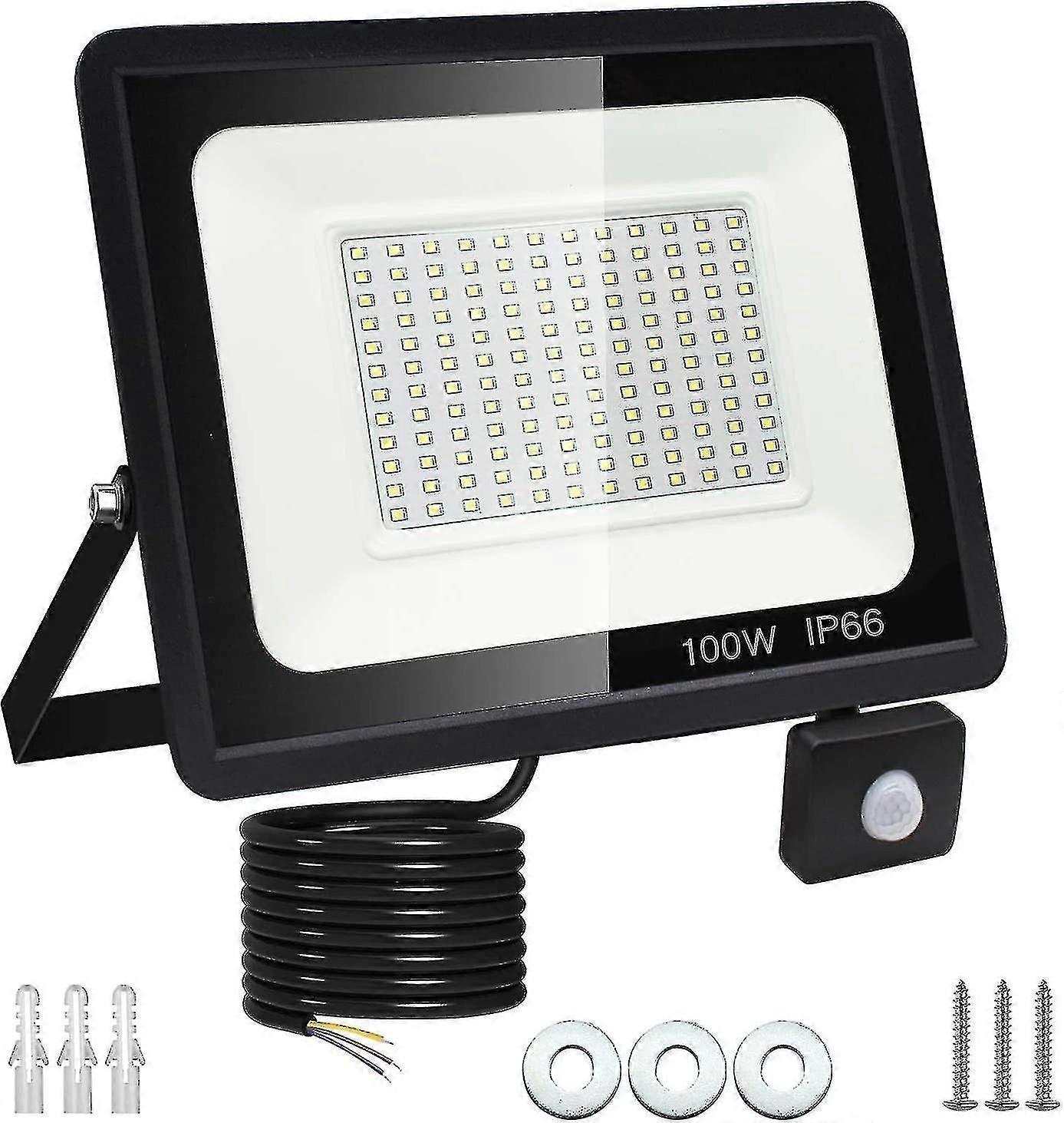 Outdoor Led Floodlight With Motion Sensor, Cool White Security Light