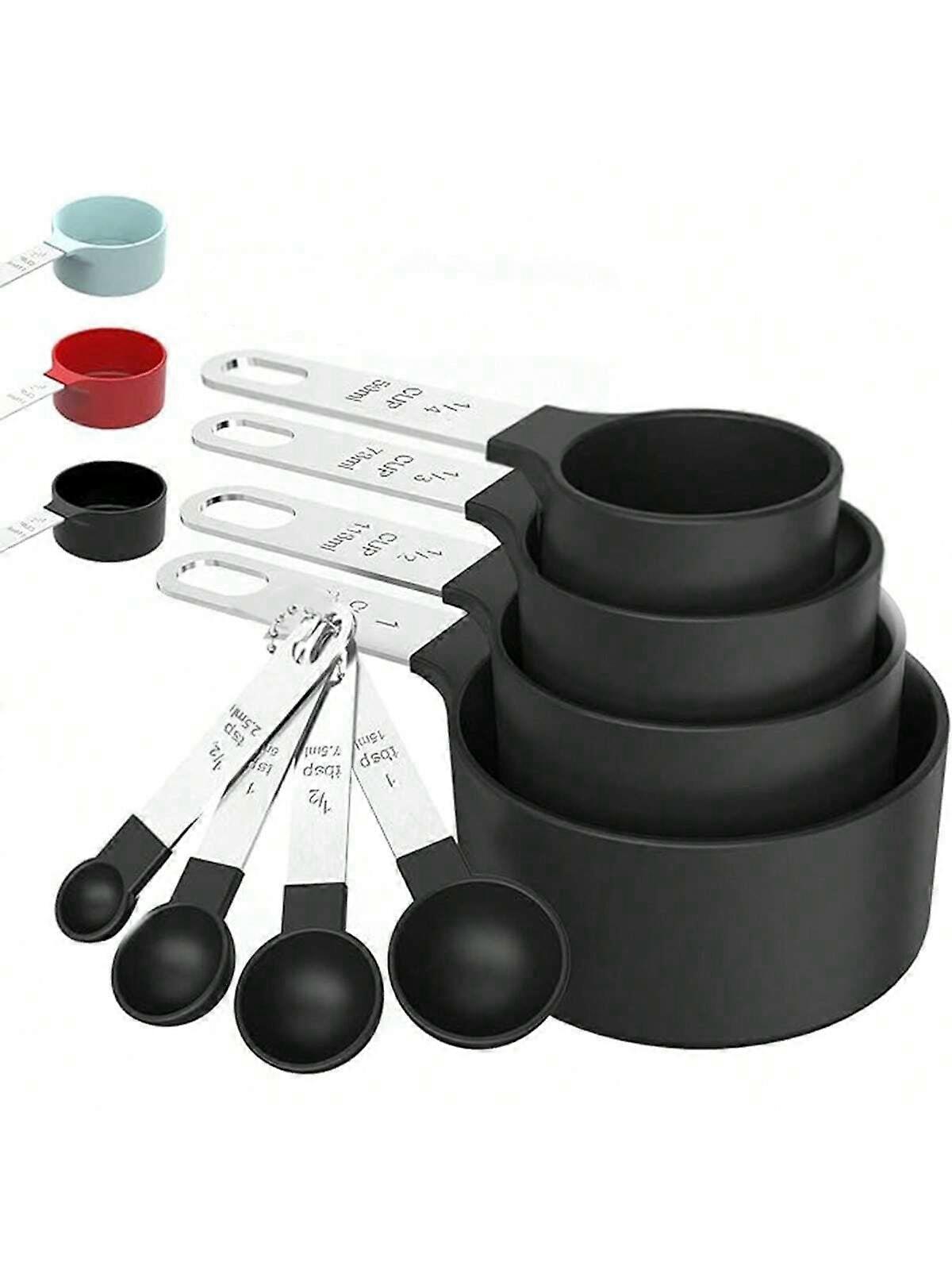 8pcs Measuring Cups & Spoons Set, Stackable Cups And Spoons, Nesting Measure Cups With Stainless Steel Handle, Kitchen Gadgets For Cooking & Baking
