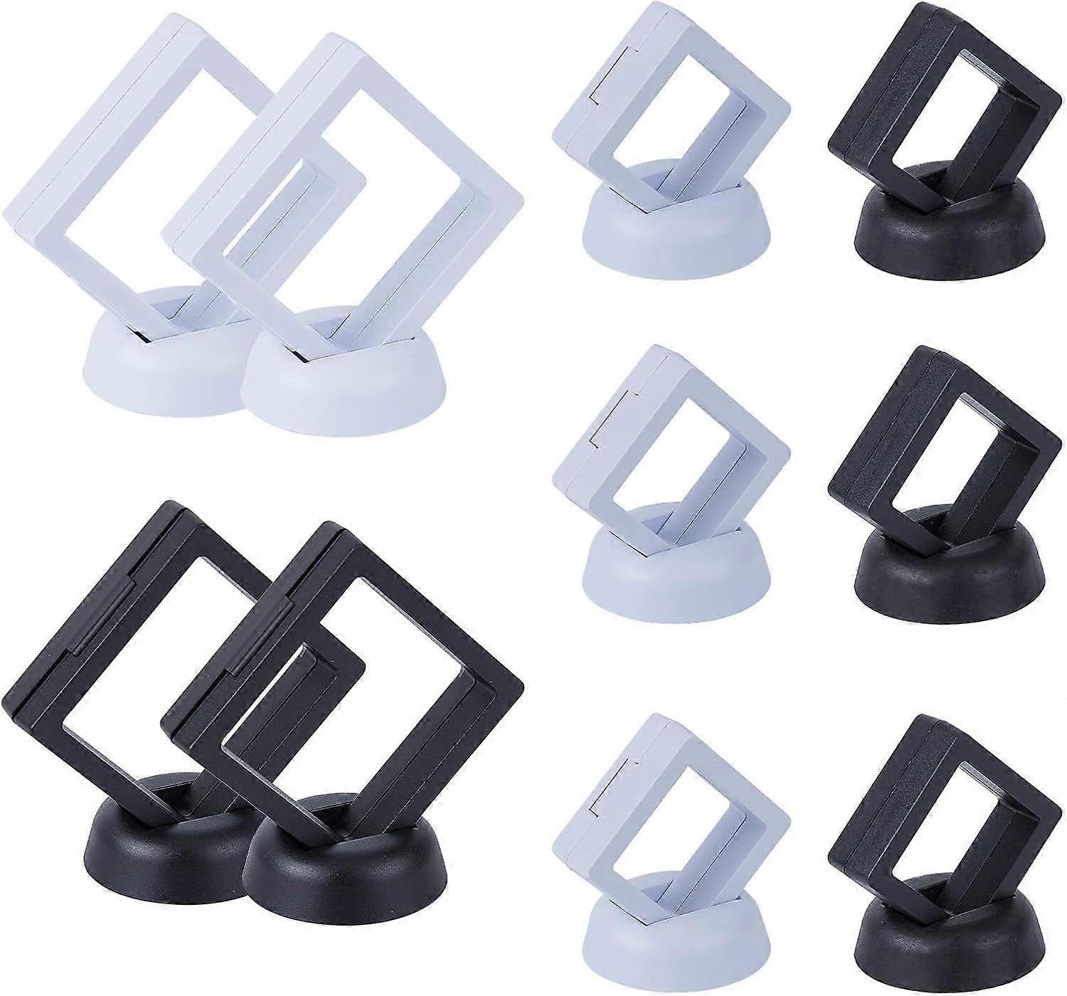 10 Pcs Coin Display Frame, 3D Floating Display Case Stand Holder, 2 Size Magic Suspension Box for Medallion Medal Specimen Military Coin Challenge Coi