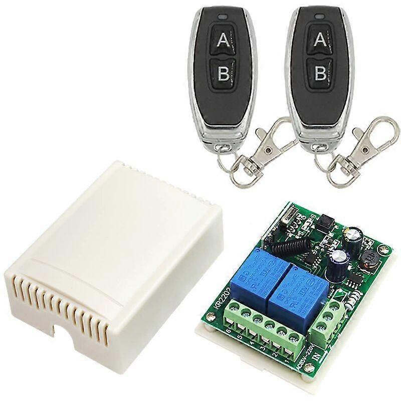 220V AC 2 Canaux Sans fil Commutateur de Tlcommande, Rcepteur RF Module de Relais 433 mhz avec metteur Marche/Arrt pour Porte deGarage, Lumire, Usage