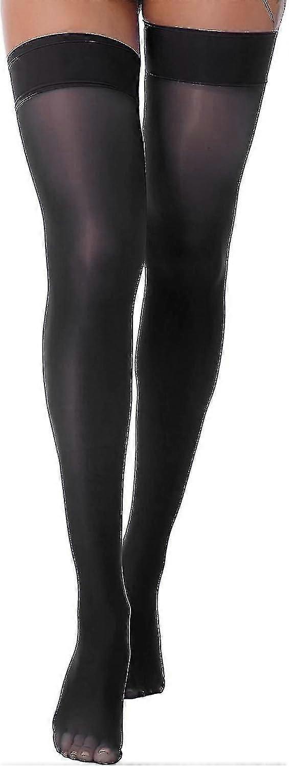 여성용 샤이니 오일 홀드 업 스타킹 허벅지 하이 실크 롱 양말 팬티 스타킹 속옷 클럽웨어