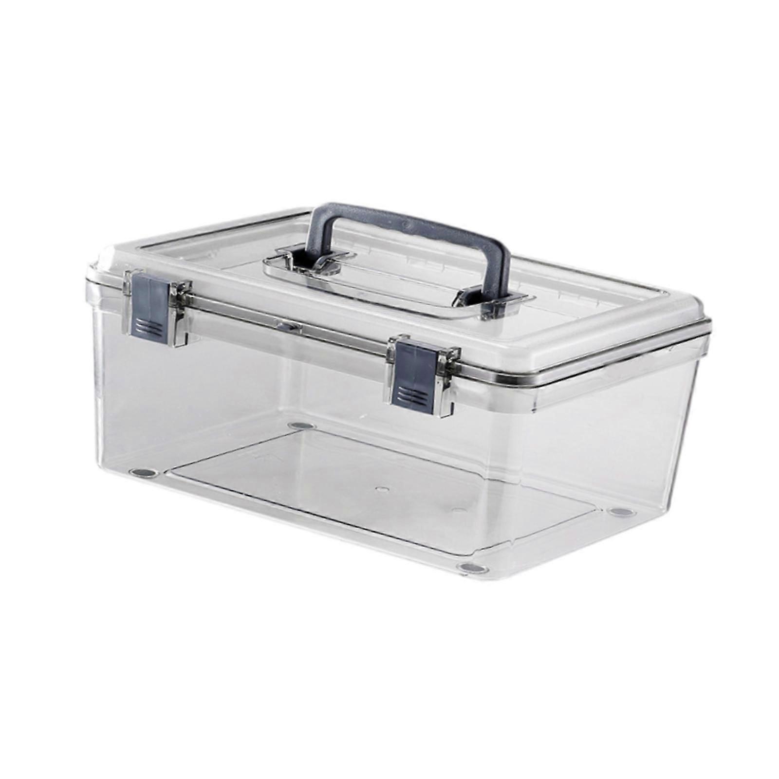 Bac de rangement transparent avec couvercle à boucle robuste pour voyager portable polyvalent