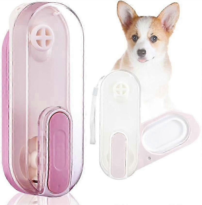 زجاجة ماء الوردي ، كوب نافورة مياه محمول قابل للطي مع موزع وعاء ماء مقاوم للتسرب للمشي في الهواء الطلق للقطط / الأرانب / الجرو